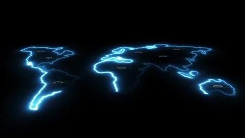 World map with global network connection animation Isolated on Black Background Video stock 321194221