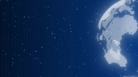 World Map Global Network Connection, Ai Network Fiber Transfer Video Stock Footage 337983699