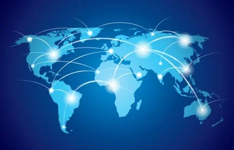 World map with global network Stock Illustration