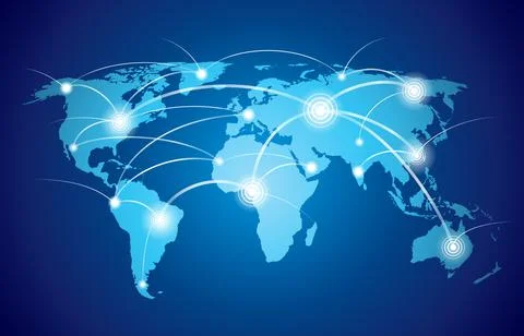 World map with global network Stock Illustration