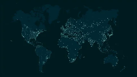 World map global technology and telecommunication network Stock Footage 121606775