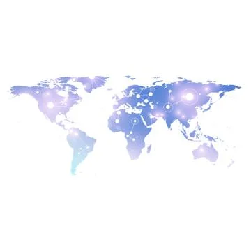 World map with global technology networking concept. Digital data visualization イラスト素材