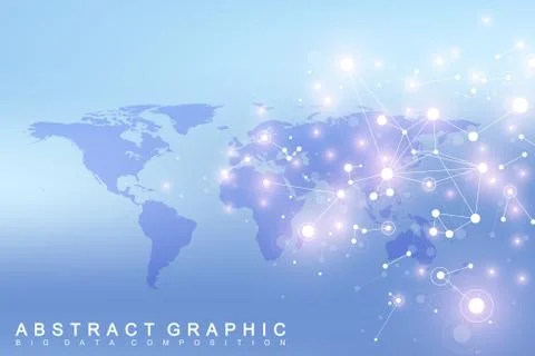 World map with global technology networking concept. Digital data visualization 스톡 일러스트