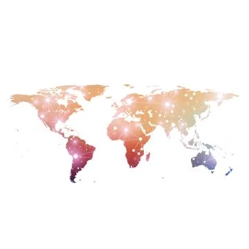 World map with global technology networking concept. Digital data visualization 스톡 일러스트