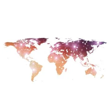 World map with global technology networking concept. Digital data visualization Stock Illustration