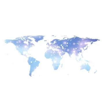 World map with global technology networking concept. Digital data visualization Illustrazione stock