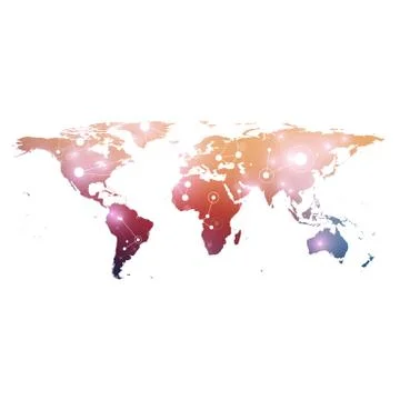 World map with global technology networking concept. Digital data visualization Illustrazione stock