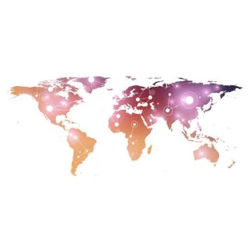 World map with global technology networking concept. Digital data visualization イラスト素材