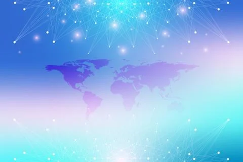 World map with global technology networking concept. Digital data visualization 스톡 일러스트