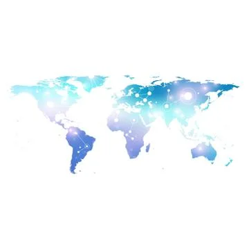 World Map with global technology networking concept. Digital data visualization Stock Illustration