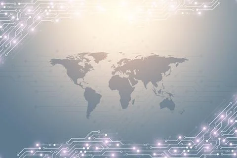 World map global technology networking concept. Digital data visualization Stock Illustration