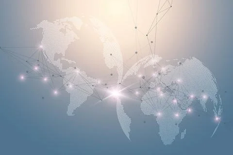 World map global technology networking concept. Digital data visualization 스톡 일러스트