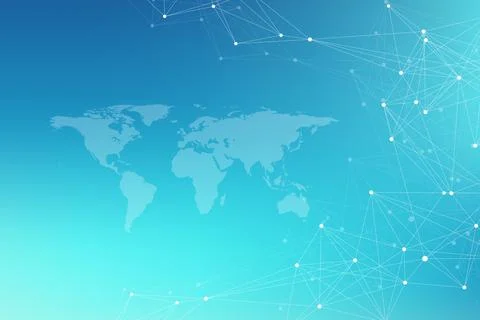 World map global technology networking concept. Digital data visualization Illustrazione stock