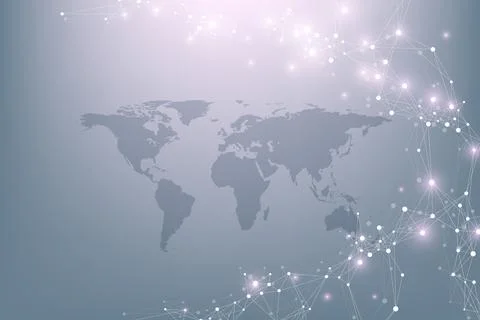 World map global technology networking concept. Digital data visualization Illustrazione stock