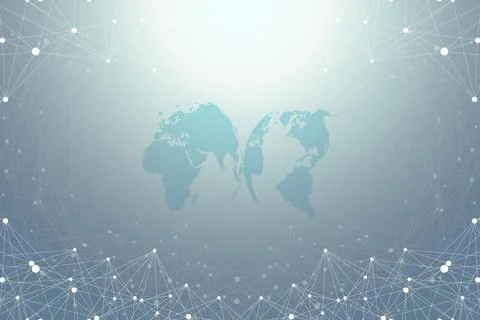 World map global technology networking concept. Digital data visualization Illustrazione stock