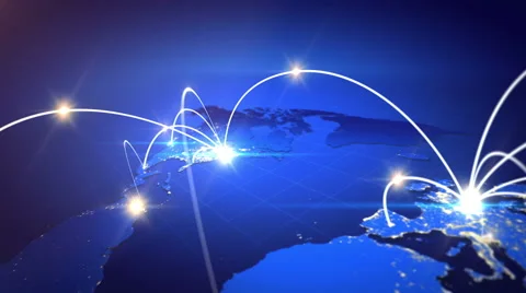 World map with global technology or social connection network. Stock Footage