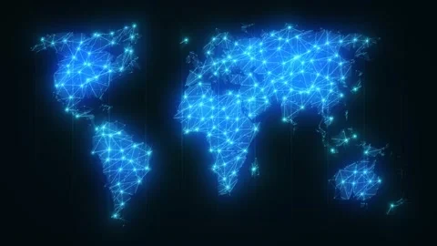 World Map Global Technology With Plexus Patterns Background Stock Footage 141248589