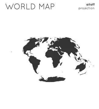 World map. Globe in aitoff projection, plain style. Modern vector illustratio Stock Illustration