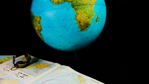 World map, globe and compass Stock Footage 78161641