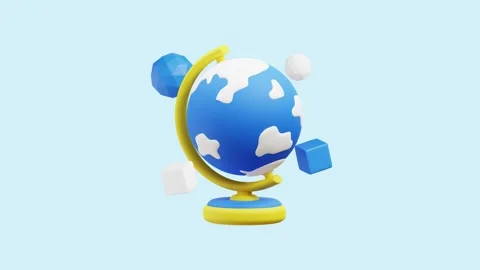 World Map Globe animated 3d icon. Stock Footage 289453918