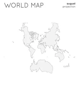 World map. Globe in august projection, plain style. Outline vector illustra.. Illustrazione stock