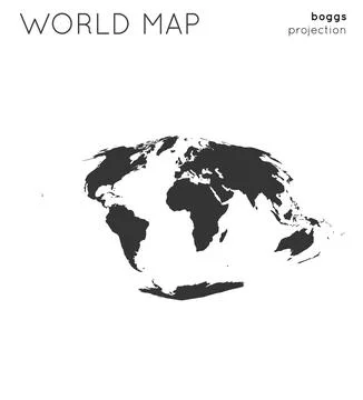 World map. Globe in boggs projection, plain style. Modern vector illustration Illustrazione stock