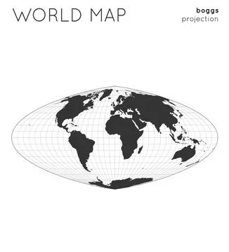 World map. Globe in boggs projection, with graticule lines style. Modern ve.. Illustrazione stock