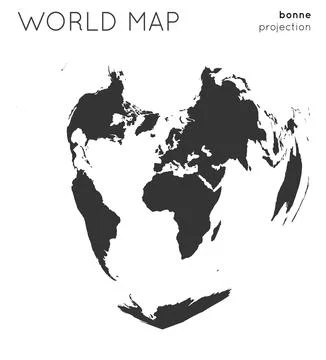 World map. Globe in bonne projection, plain style. Modern vector illustration イラスト素材