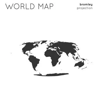 World map. Globe in bromley projection, plain style. Modern vector illustra.. Illustrazione stock