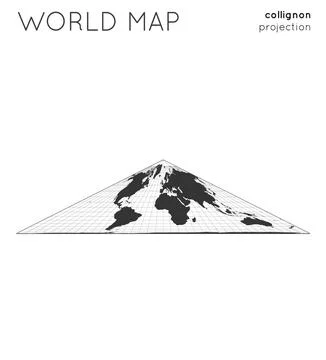 World map. Globe in collignon projection, with graticule lines style. Moder.. Illustrazione stock