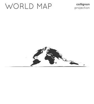 World map. Globe in collignon projection, plain style. Modern vector illust.. Foto stock