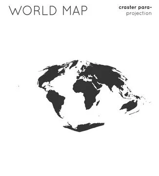 World map. Globe in craster parabolic projection, plain style. Modern vecto.. Illustrazione stock