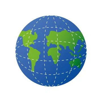 World map globe earth icon design white background Stock Illustration