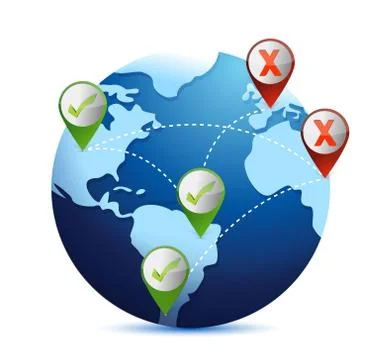 World map. globe. earth. planet. approve or reject. illustration design Stock Illustration