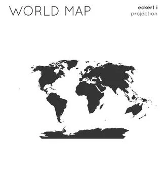 World map. Globe in eckert i projection, plain style. Modern vector illustr.. Illustrazione stock