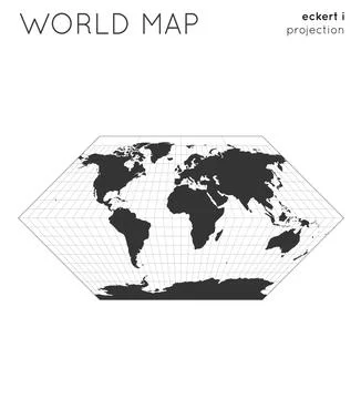 World map. Globe in eckert i projection, with graticule lines style. Modern.. Illustrazione stock