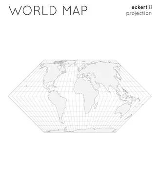 World map. Globe in eckert ii projection, with graticule lines style. Outli.. 스톡 일러스트
