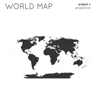 World map. Globe in eckert v projection, plain style. Modern vector illustr.. Illustrazione stock
