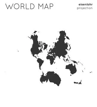 World map. Globe in eisenlohr projection, plain style. Modern vector illust.. Stock Illustration