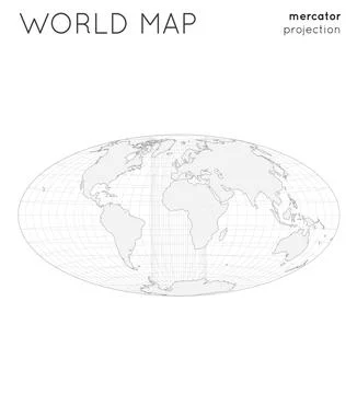 World map. Globe in hammer projection, with graticule lines style. Outline .. 스톡 일러스트
