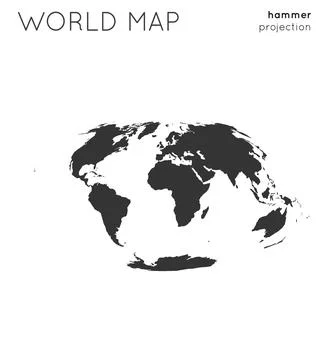 World map. Globe in hammer projection, plain style. Modern vector illustratio Stock Illustration