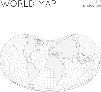 World map. Globe in hill projection, with graticule lines style. Outline ve.. Illustrazione stock