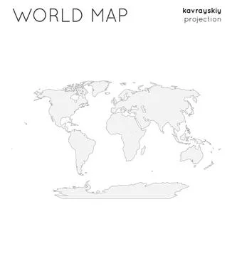 World map. Globe in kavrayskiy vii projection, plain style. Outline vector .. Illustrazione stock