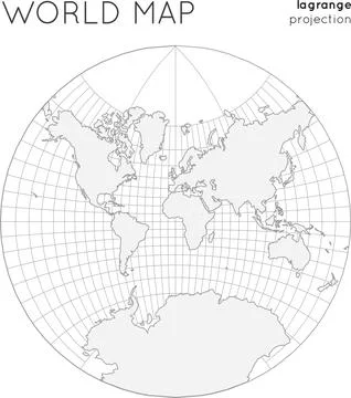 World map. Globe in lagrange projection, with graticule lines style. Outlin.. Illustrazione stock