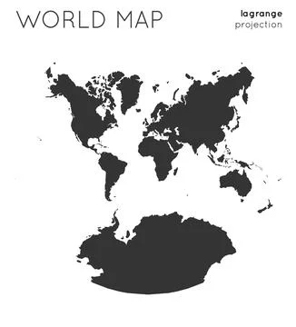 World map. Globe in lagrange projection, plain style. Modern vector illustr.. Stock Illustration