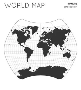 World map. Globe in larrivee projection, with graticule lines style. Modern.. Illustrazione stock