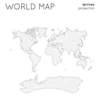 World map. Globe in larrivee projection, plain style. Outline vector illust.. Stock Illustration