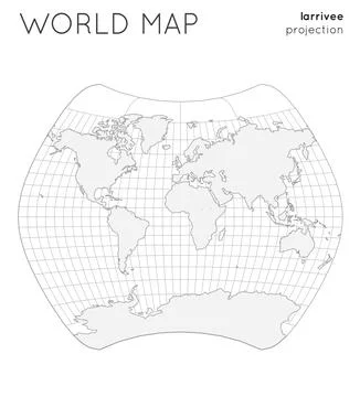 World map. Globe in larrivee projection, with graticule lines style. Outlin.. Stock Photos