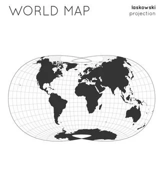World map. Globe in laskowski projection, with graticule lines style. Moder.. Illustrazione stock