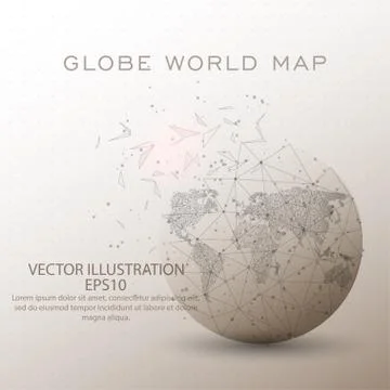 World map globe low poly wire frame. Stock Illustration